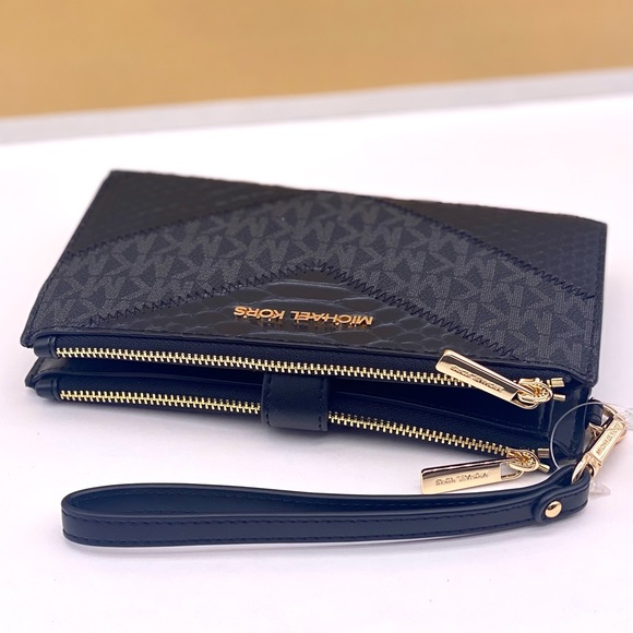 Michael Kors DoubleZip Wallet Wristlet Phone Case Black Multi - Picture 7 of 13